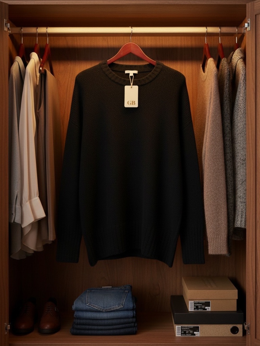 Gianni Bini Black Crewneck Knit Sweater